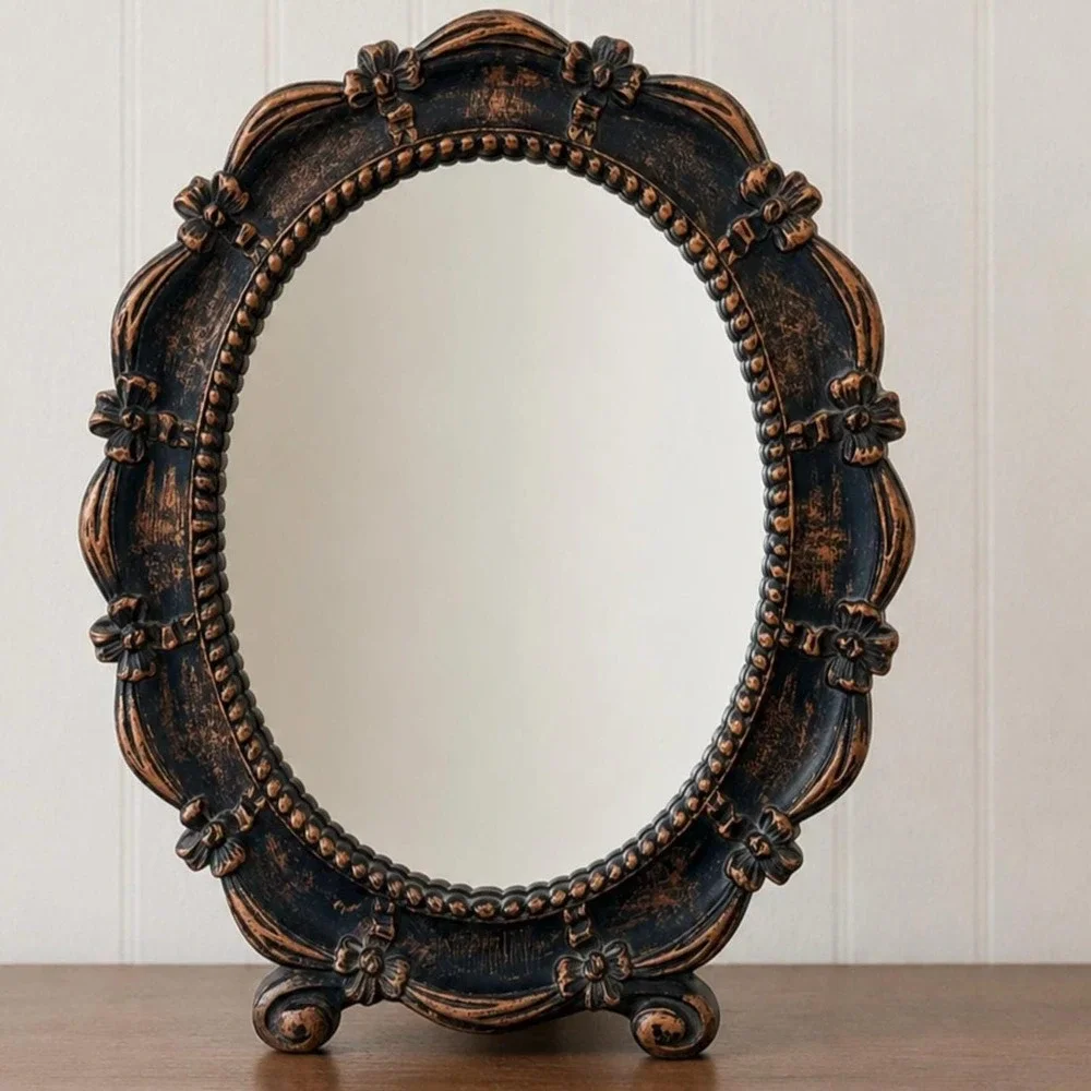 Vintage 1963 Coppercraft Guild Dart Industries Oval Mirror Copper Plastic 13x10